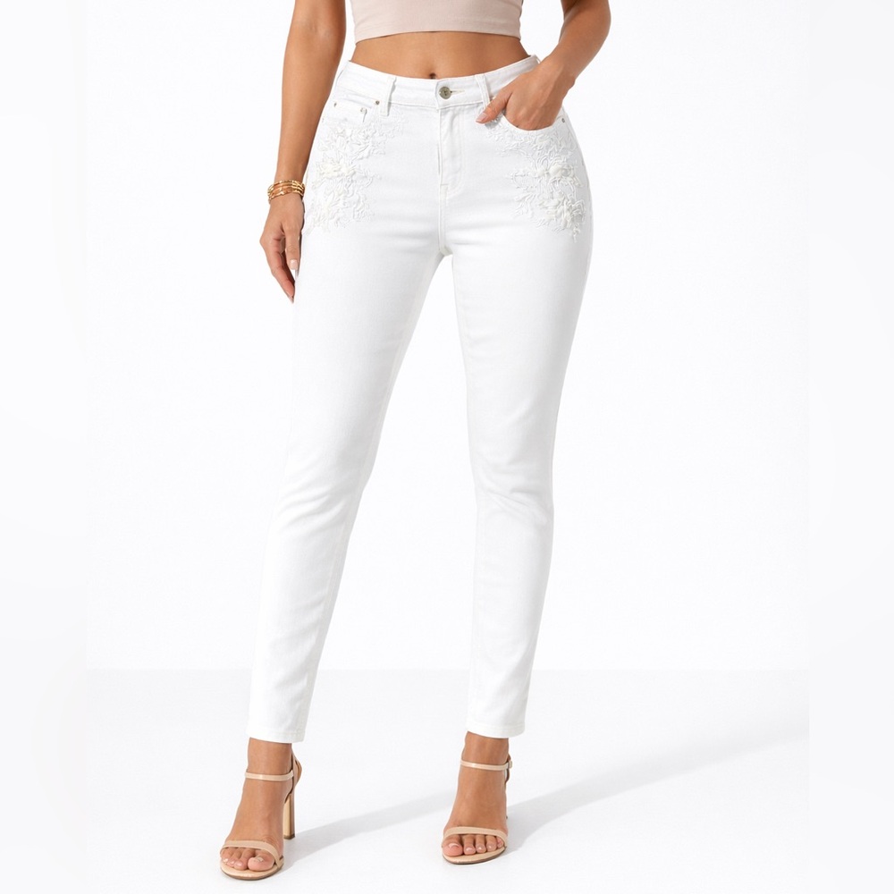 MAJE White Embroidered Jeans| French Designer Size  36 EU